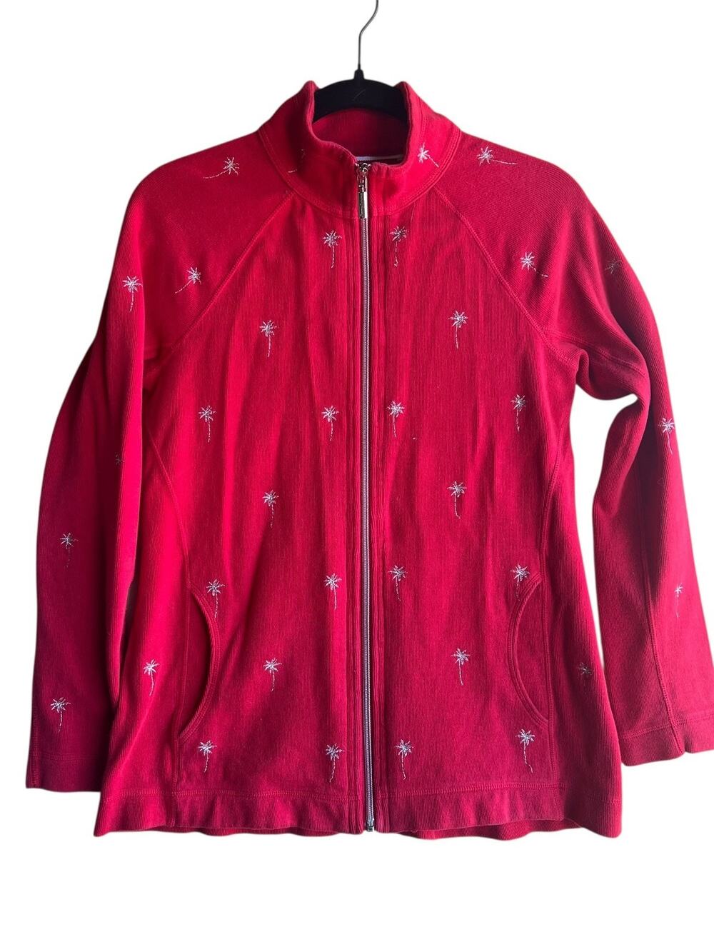 Tommy Bahama Women's Embroidered Mazua Palm Aruba Front Zip Jacket Rec Size S/P